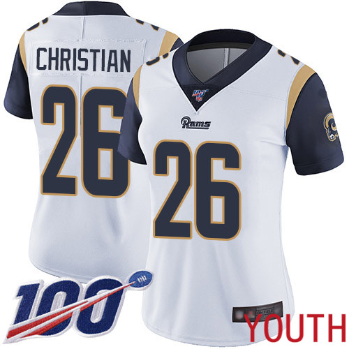 Los Angeles Rams Limited White Youth Marqui Christian Road Jersey NFL Football 26 100th Season Vapor Untouchable